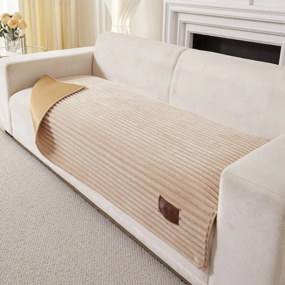 Sofa Cover | Plush Striped & Non-Slip | Machine Washable