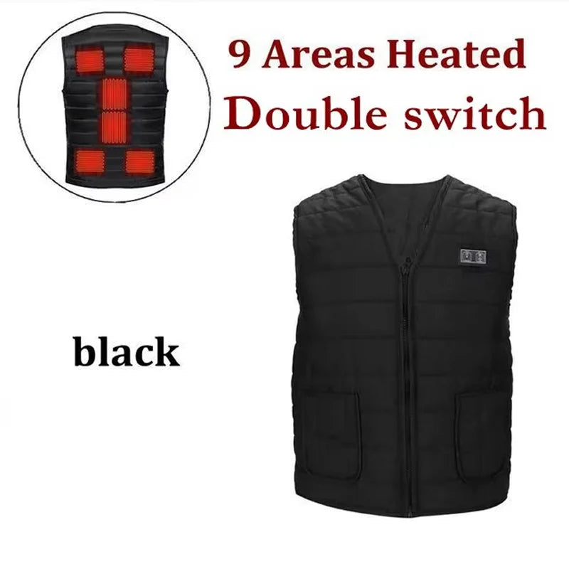 Heated Vest | 9-Zone Heating & Dual Controls | USB Power Bank Compatible