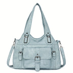 Tote Bag | Vintage Synthetic Leather | Multiple Pockets & Zip Closure