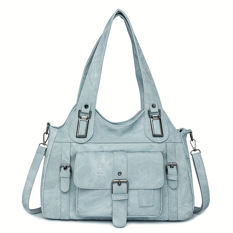 Tote Bag | Vintage Synthetic Leather | Multiple Pockets & Zip Closure