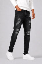 Men's Jeans | Slim Tapered Fit | Dark Wash & Ripped Details