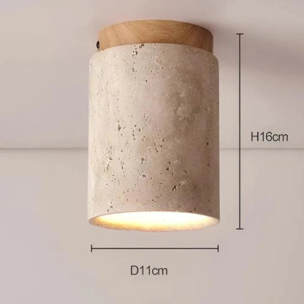 Ceiling Lamp | Wabi-Sabi Travertine & LED | Surface Mount