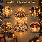 Christmas Tree Wall Hanging | Warm White LED Lights & Winter Village | 90 cm