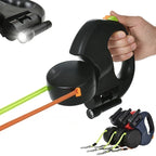 Retractable Double Pet Leash | 360° Anti-Tangle & LED Light | 2 × 3 m Leashes