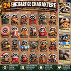 Raccoon Advent Calendar | 24 Collectible Figures | 24 Doors