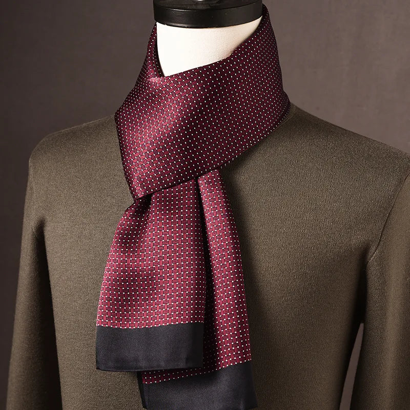 Silk Scarf | 100% Mulberry Silk Polka Dot Double-Layered | 160 x 25 cm