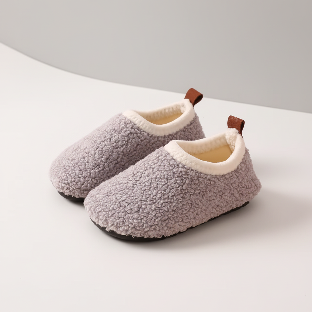 Kids' Slippers | Plush-Lined & Flexible Non-Slip Sole | Cotton Exterior