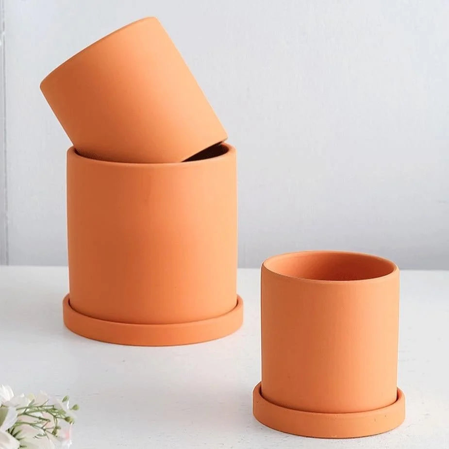 Plant Pot | Matte Glazed Ceramic, Matching Saucer & Drainage Hole