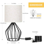 Table Lamp | Linen Shade & Black Metal Base