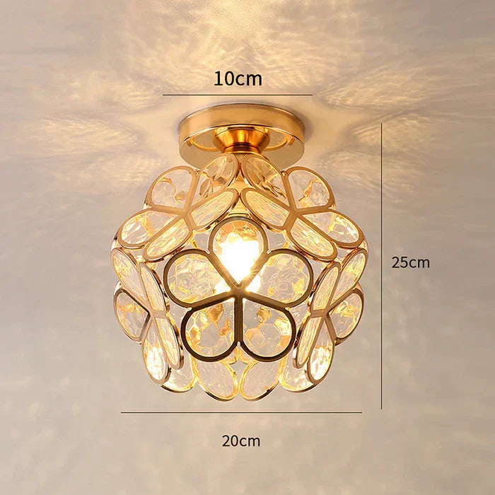 Pendant Lamp | Floral Petal Design & Glass & Metal | 30 cm Diameter
