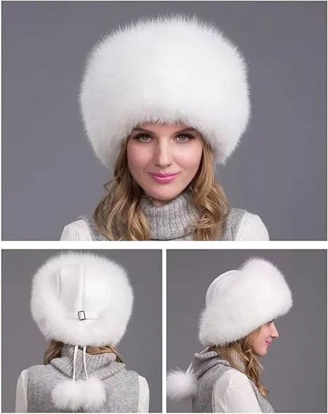 Women's Winter Hat | Natural Fox Fur & Integrated Earmuffs | One Size Fits Most