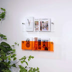 Wall-Mounted Magazine Shelf | Clear Acrylic & Easy Install | S/M/L Sizes