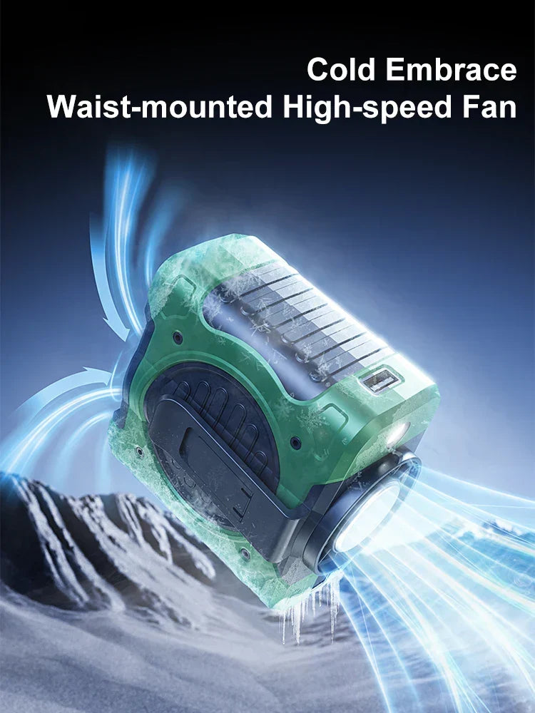 Clip-On Fan | 8000mAh Battery & Ice Ceramic Cooling | Hip, Neck & Handheld