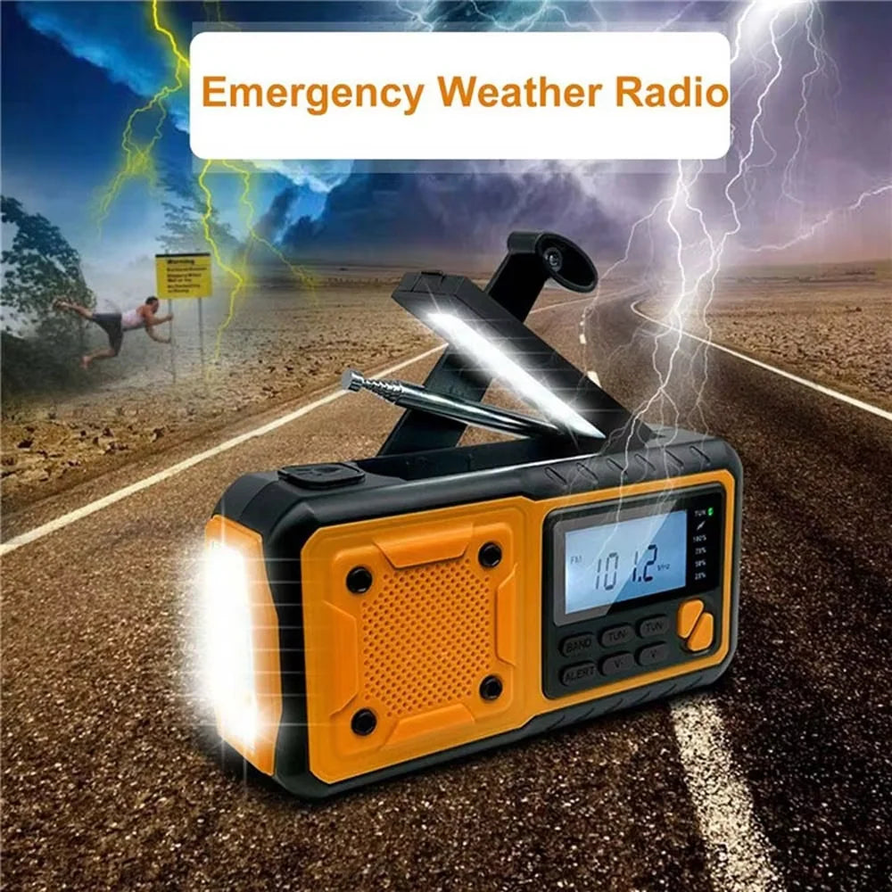 Emergency Radio | Solar & Hand Crank Powered | Weather Alerts & Phone Charging