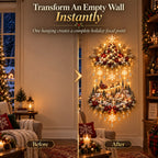 Christmas Tree Wall Hanging | Warm White LED Lights & Winter Village | 90 cm