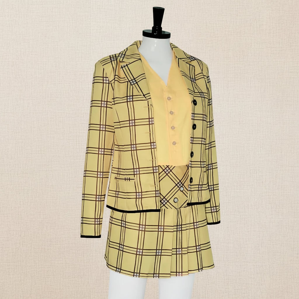 Blazer Skirt Set | Plaid Matching Outfit | Women's Party Costume