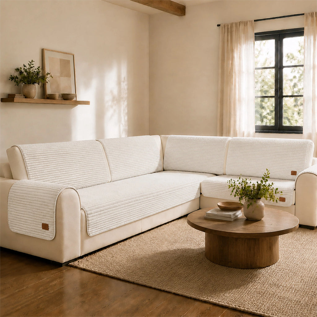 Sofa Cover | Plush Striped & Non-Slip | Machine Washable