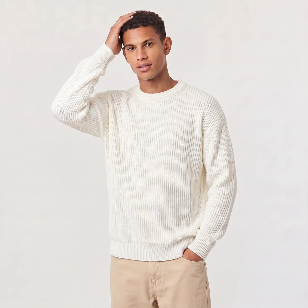 Men’s Sweater | Knitted Crew Neck & Rib-Knit Trim | Regular Fit