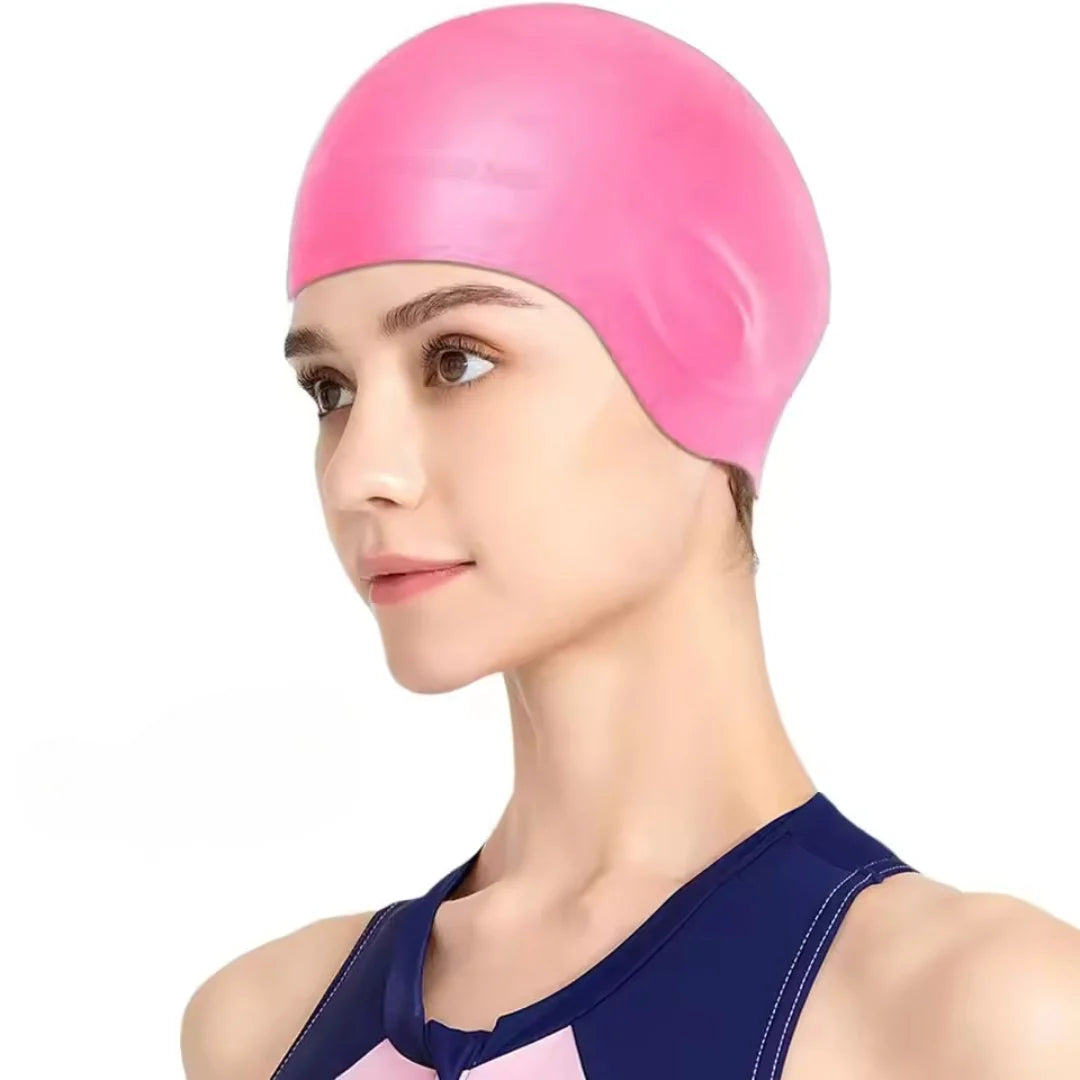 Swim Cap | Stretch Silicone & Built-In Ear Pockets | For Long Hair