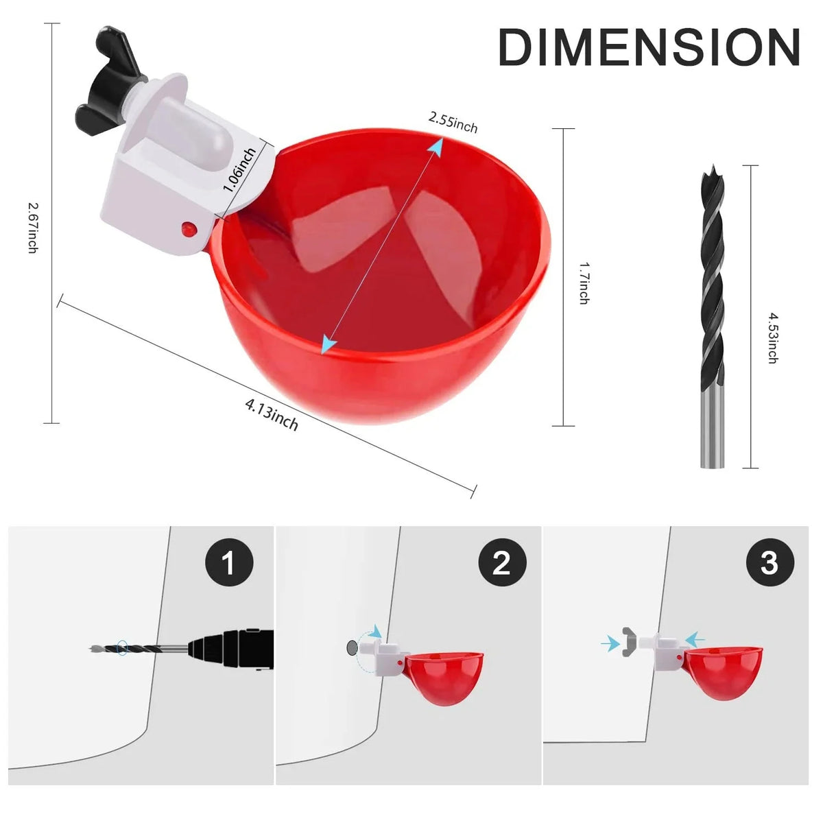 Chicken Waterer | Gravity-Fed & Leak-Proof Deep Cups | Set of 10