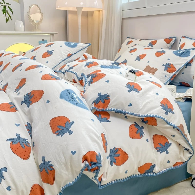 Bedding Set | Floral & Berry Print | 3 or 4 Piece Set