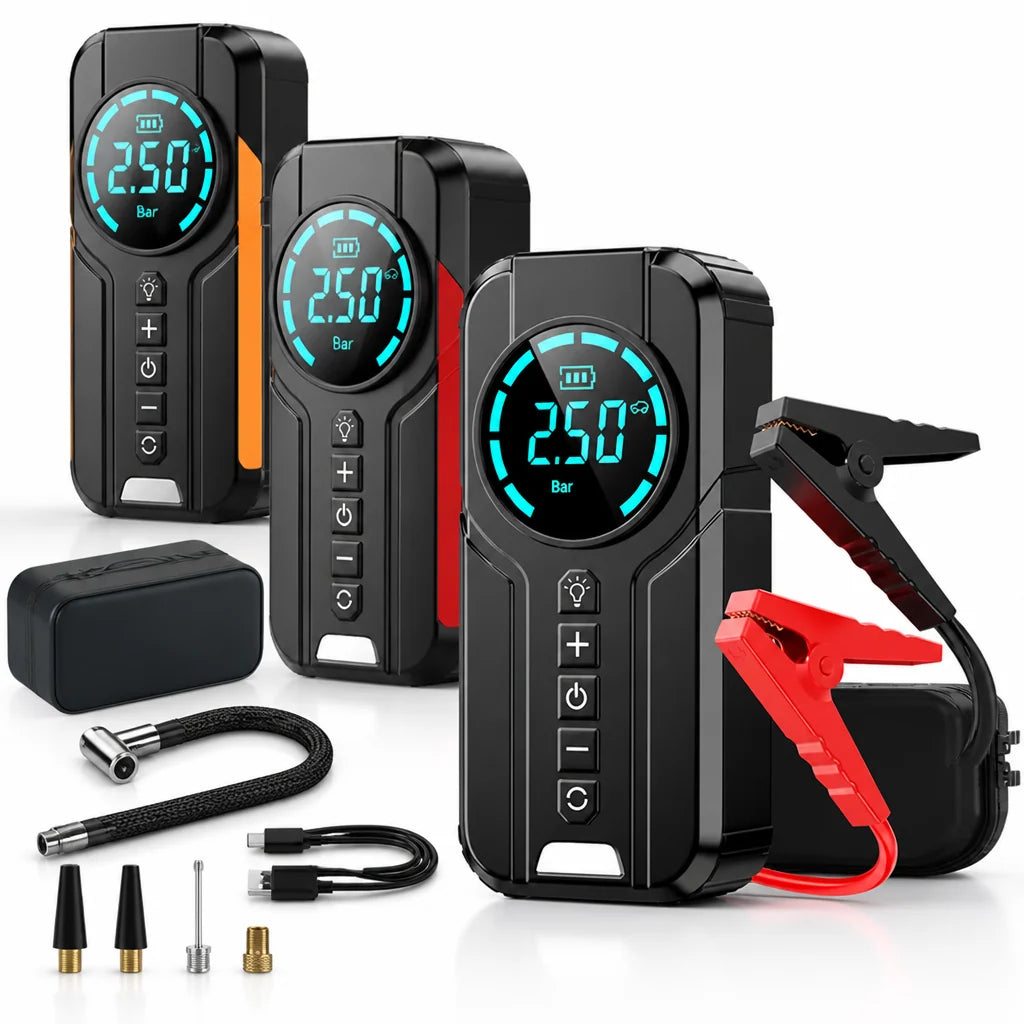Jump Starter & Tire Inflator | Compact Multi-Function | USB-C Charging
