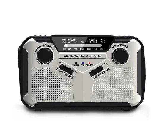 Emergency Radio | Solar & Hand-Crank Charging | SOS Alarm & LED Lights