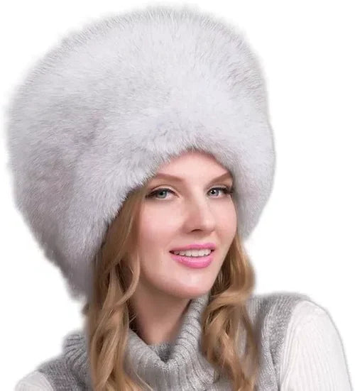 Women's Winter Hat | Natural Fox Fur & Integrated Earmuffs | One Size Fits Most