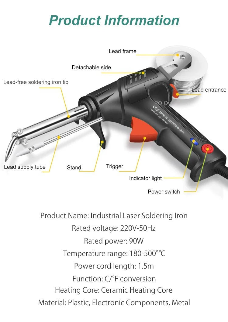 Soldering Gun | Fast-Heating Ceramic Core | 20-Second Warm-Up