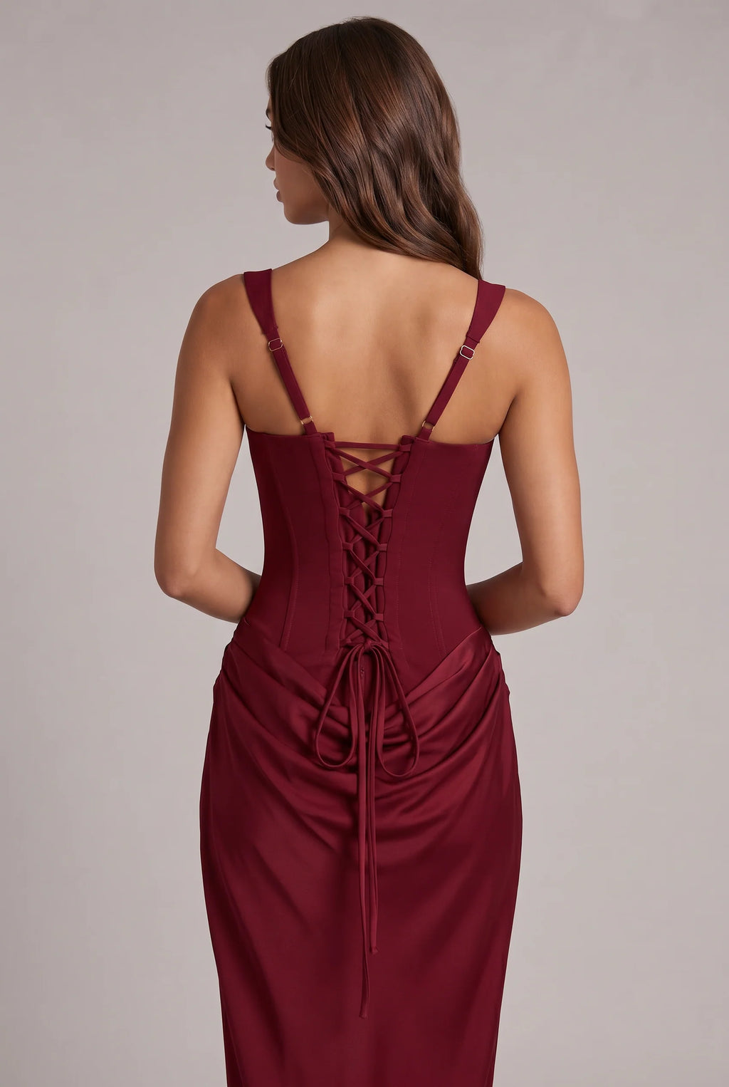 Maxi Dress | Boned Corset Bodice & Draped Lyocell Skirt | Adjustable Straps