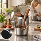 Utensil & Pot Lid Holder | Stainless Steel Drip-Catching Weighted Base