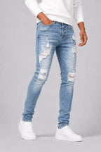 Men's Jeans | Slim Tapered Fit | Dark Wash & Ripped Details