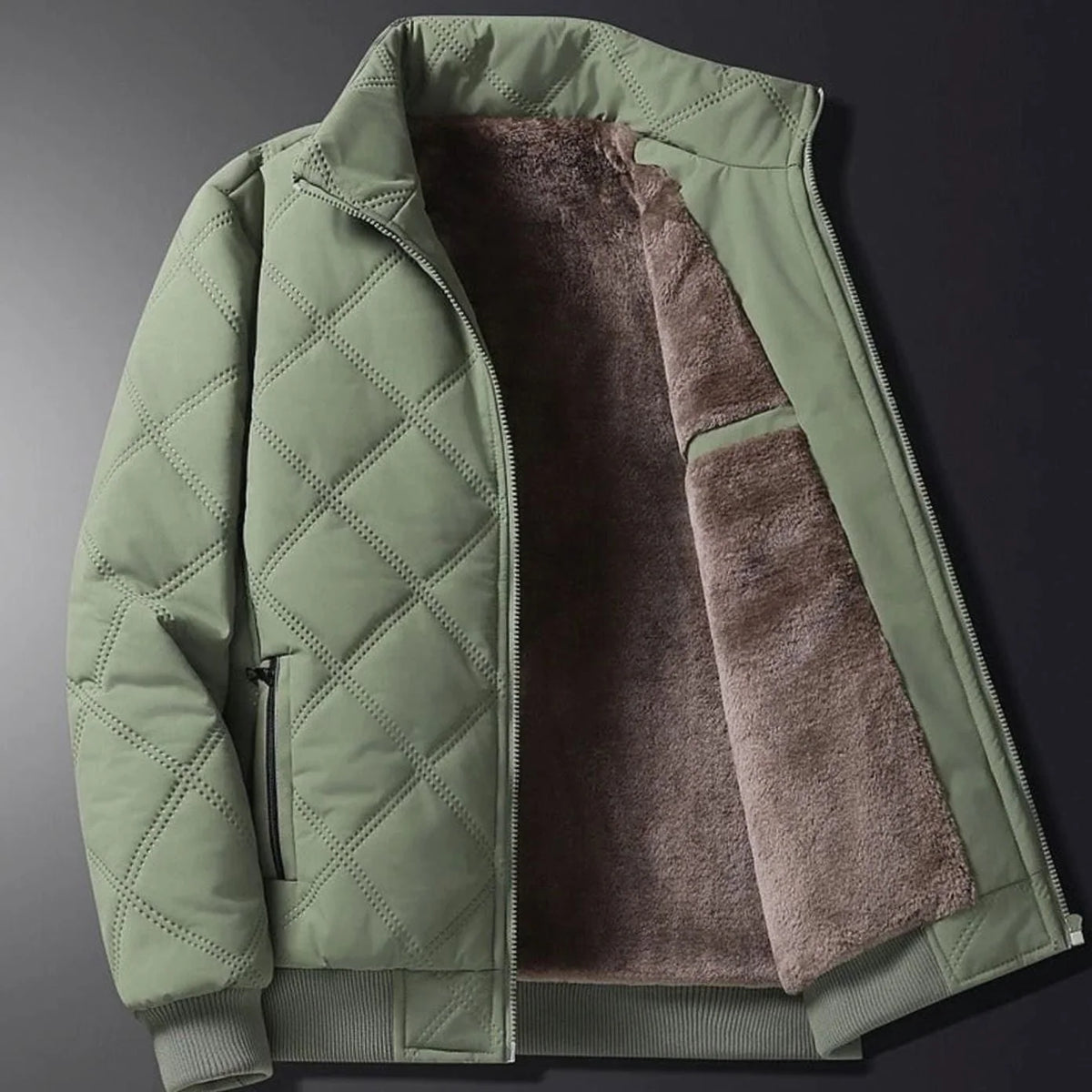 Men’s Winter Jacket | Quilted Windproof & Fleece-Lined | Bomber