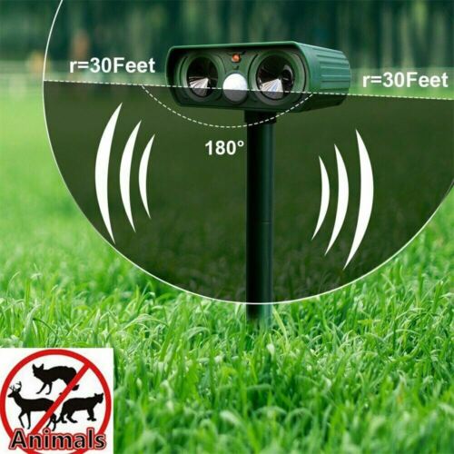 Animal Repeller | Solar-Powered Ultrasonic & Motion-Activated | 30 ft Detection Range