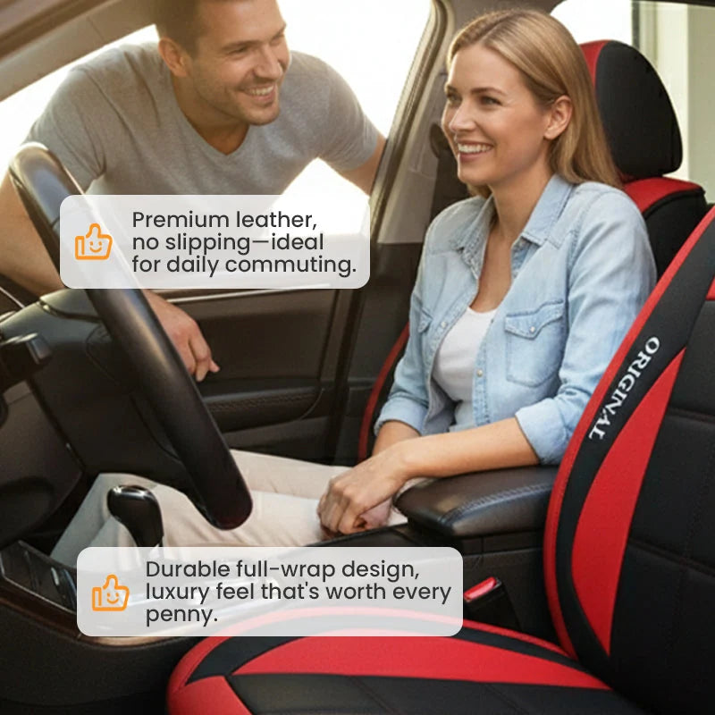 Front Car Seat Covers | PU Leather & Wipe-Clean | Universal Fit, Set of 2