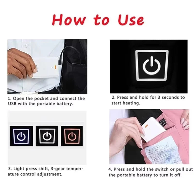 Heated Vest | 9-Zone Heating & Dual Controls | USB Power Bank Compatible