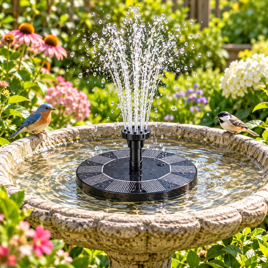 Solar Fountain Pump | Floating & Solar-Powered | Interchangeable Fountain Heads