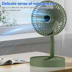 Table Fan | Foldable Telescopic & USB-C Rechargeable | Smartphone Holder