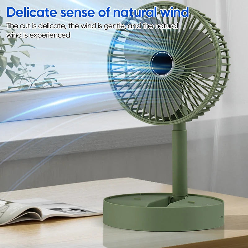 Table Fan | Foldable Telescopic & USB-C Rechargeable | Smartphone Holder