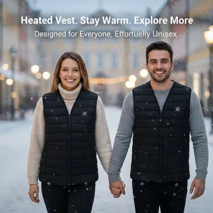 Heated Vest | 9-Zone Heating & Dual Controls | USB Power Bank Compatible