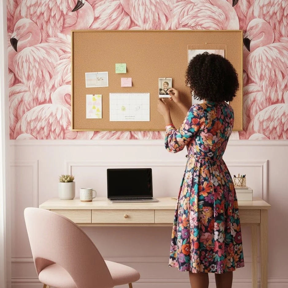 Wallpaper | Pink Flamingo Tropical Design | Wipeable Vinyl