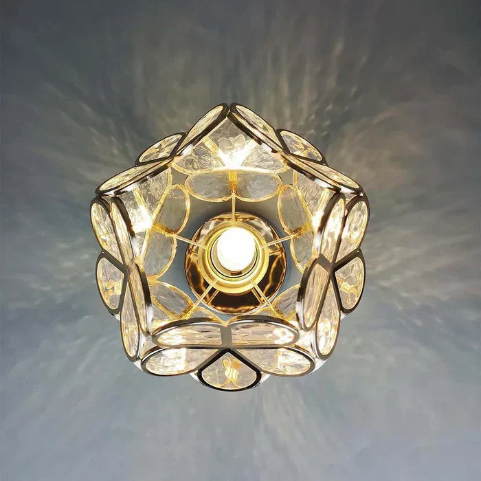 Pendant Lamp | Floral Petal Design & Glass & Metal | 30 cm Diameter