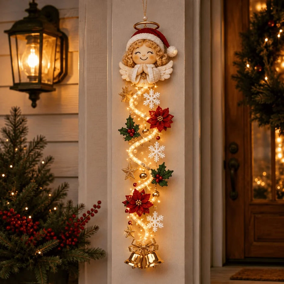 Christmas Door Hanger | Warm White Lights & Cordless | 70 cm