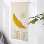 Macrame Wall Hanging | Handcrafted Cotton & Linen Geometric Fringe | 50 x 70 cm + 20 cm Fringe