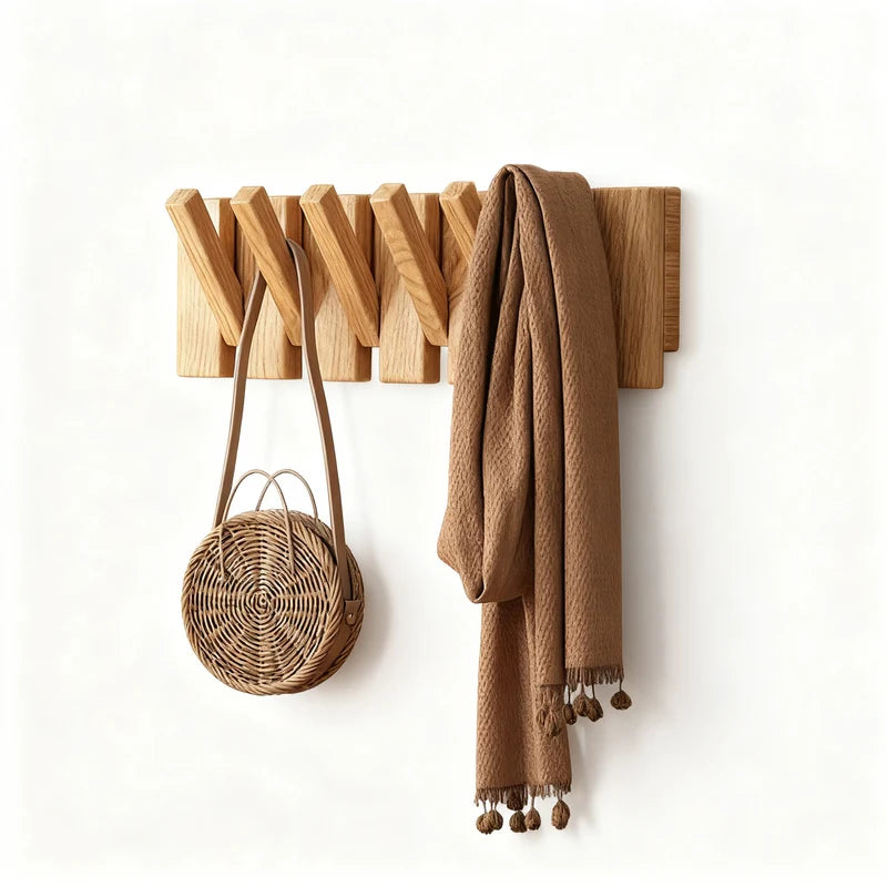 Coat Rack | Rubberwood Piano Key Design | 4–12 Hooks