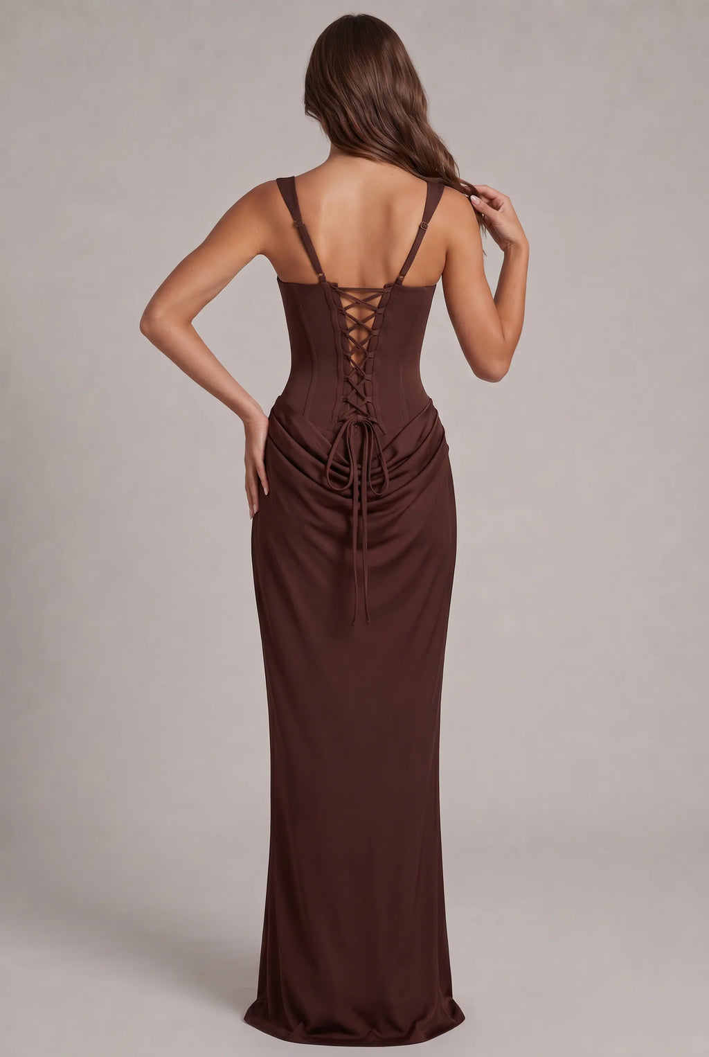 Maxi Dress | Boned Corset Bodice & Draped Lyocell Skirt | Adjustable Straps