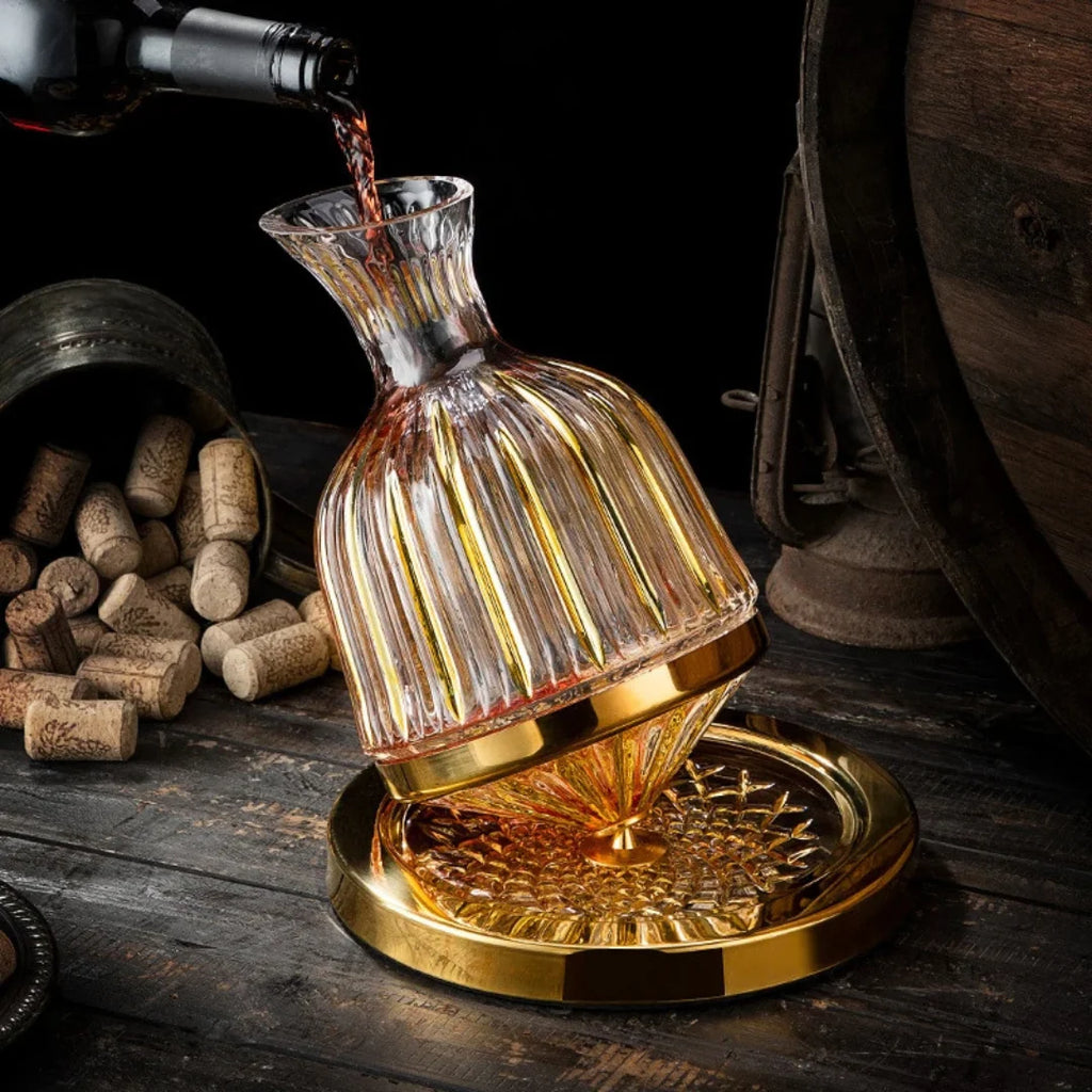 Wine Decanter | Lead-Free Crystal & 360° Rotating Base | 1.5 L