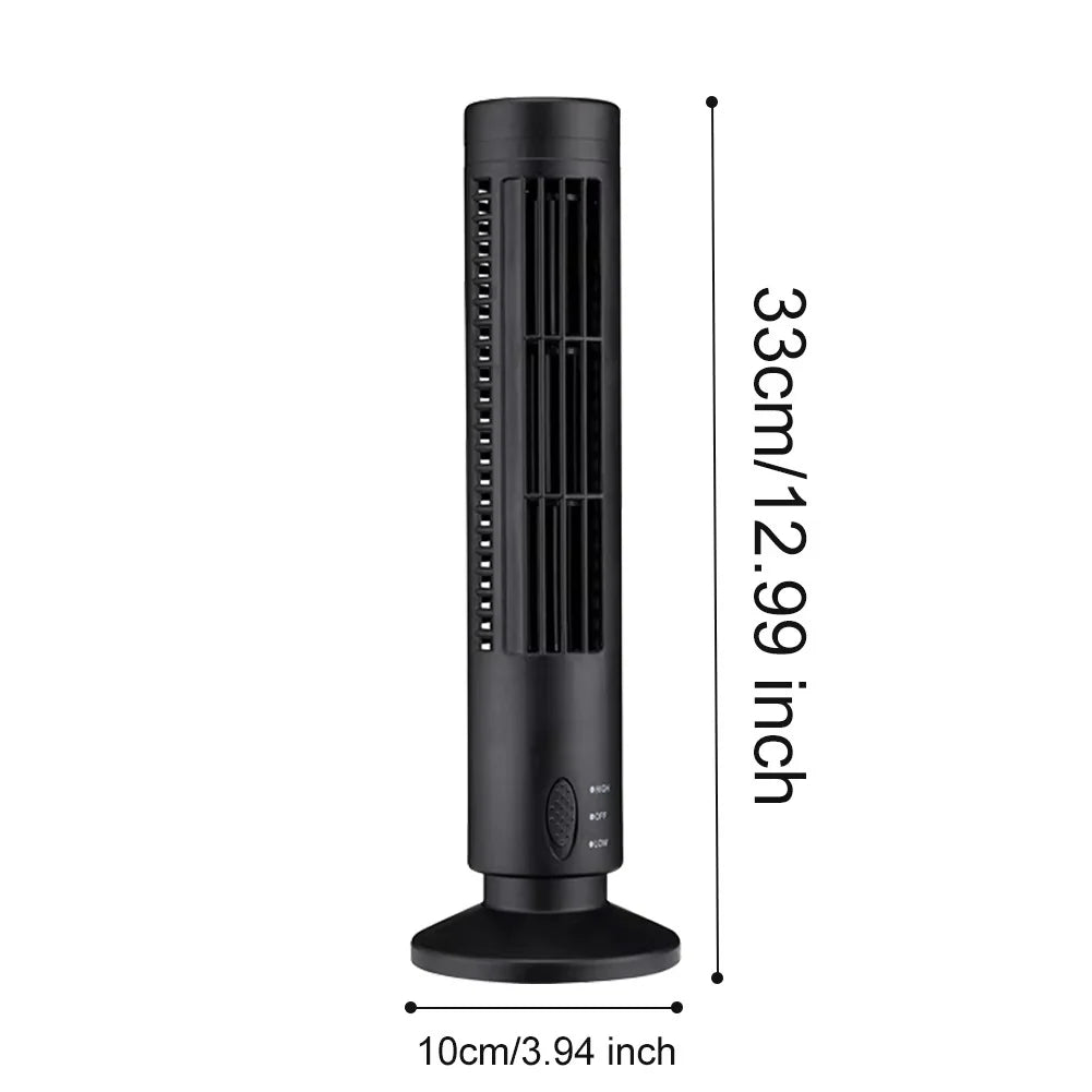 Tower Fan | Bladeless & USB-Powered | Compact Desktop Design