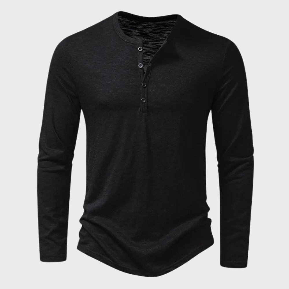 Henley Shirt | Breathable Stretch Cotton-Blend | Long Sleeve Button Placket