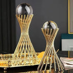 Decorative Statue | Sphere-Inspired Gold Metal